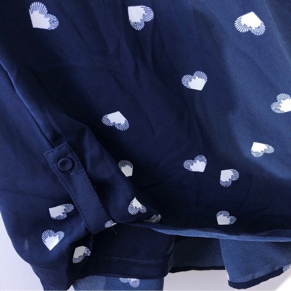 DR2 by Daniel Rainn Navy Blue White Heart Crossover Front Romper L - Picture 8 of 10
